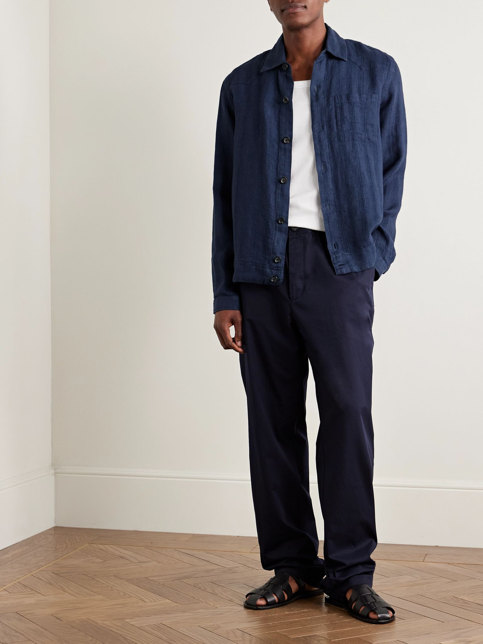 Witley Striped Linen Overshirt Navy - 2