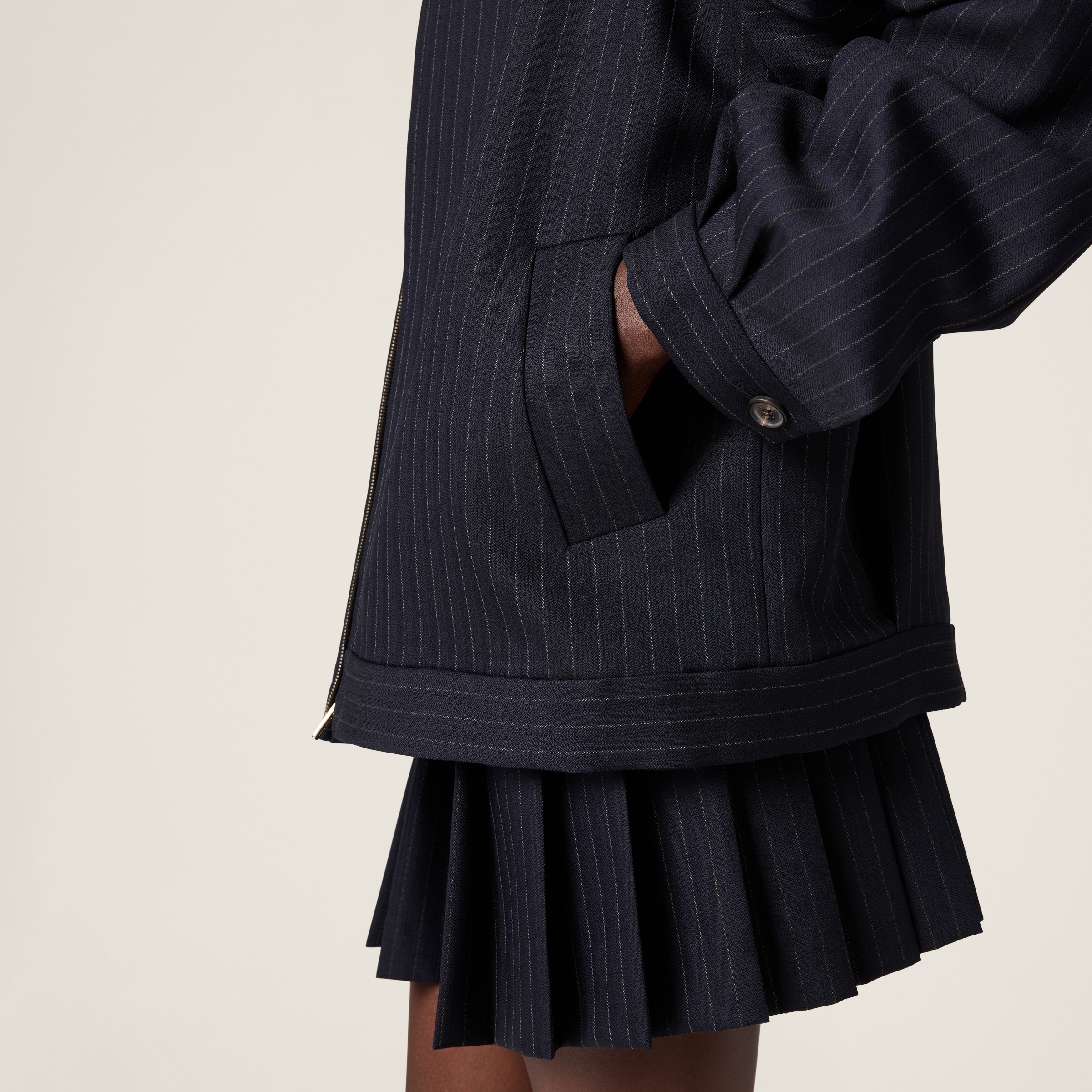 Pinstripe blouson jacket - 4