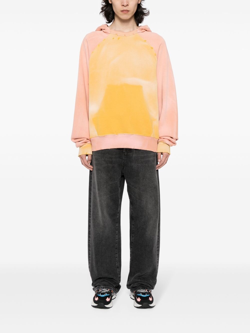 Throwback distress-detail hoodie - 2