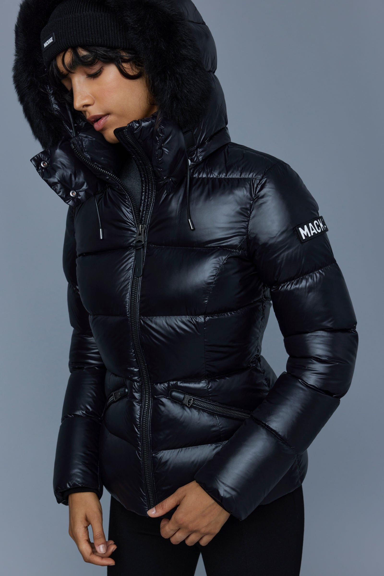 MADALYN lustrous light down jacket with shearling - 5