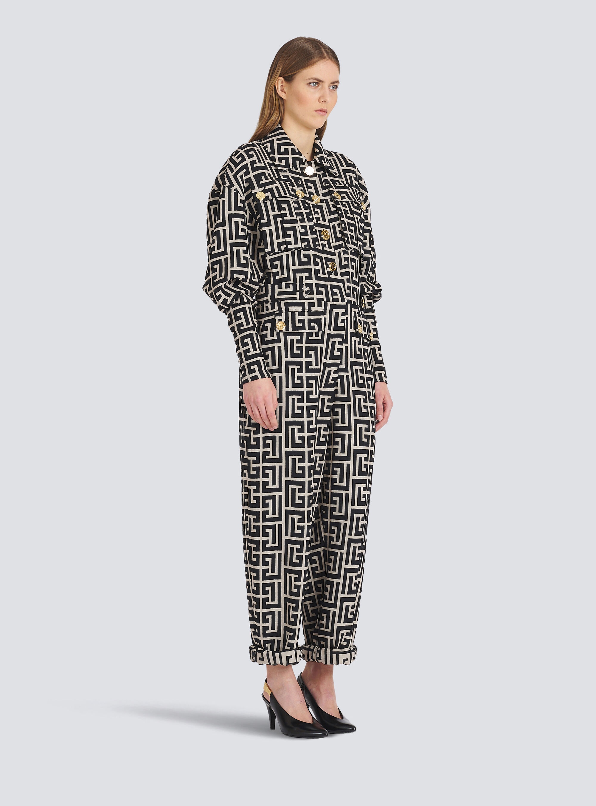 Balmain monogram wool jumpsuit - 4