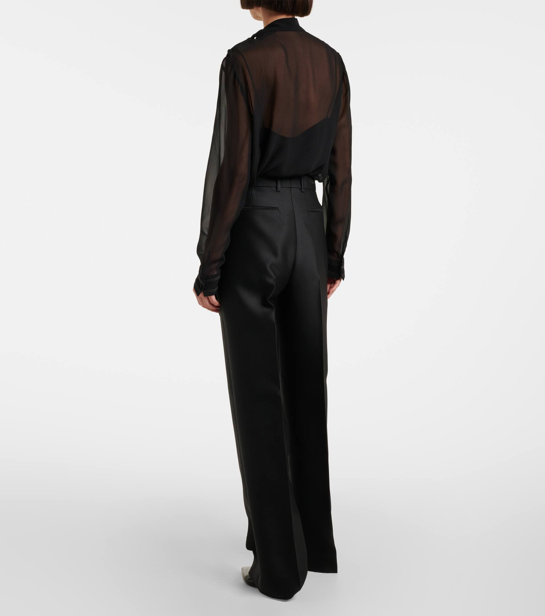 Wool and silk gabardine straight pants - 3