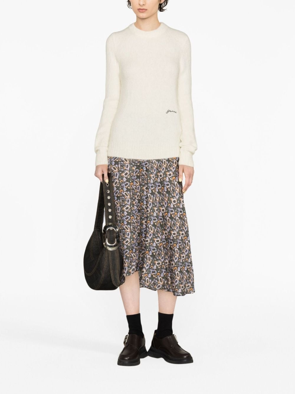 logo-embroidered wool-blend jumper - 2