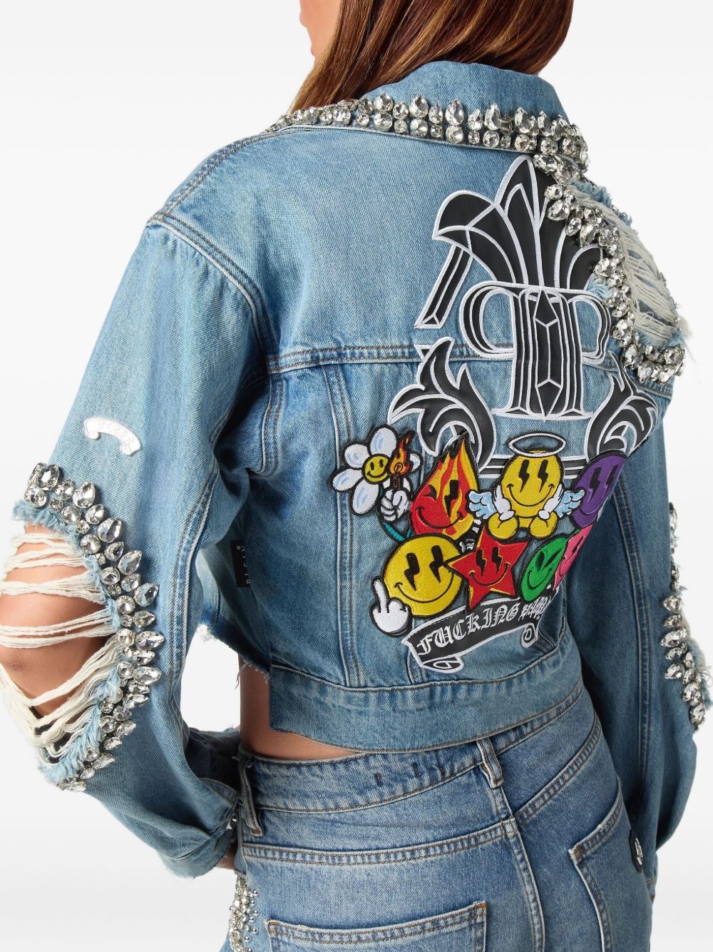 denim cropped Smile jacket - 5