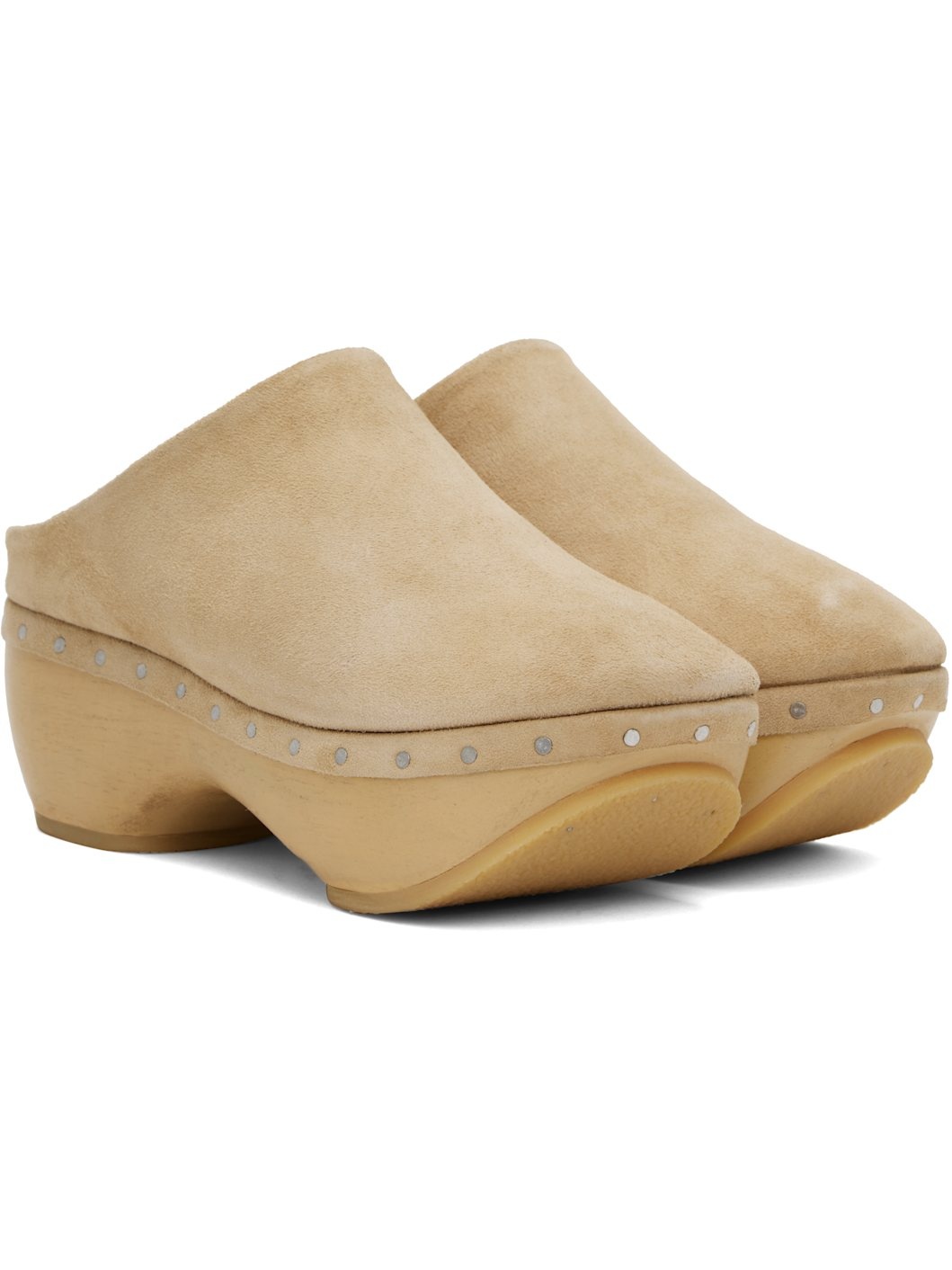 Beige Suede Contour Clog - 4