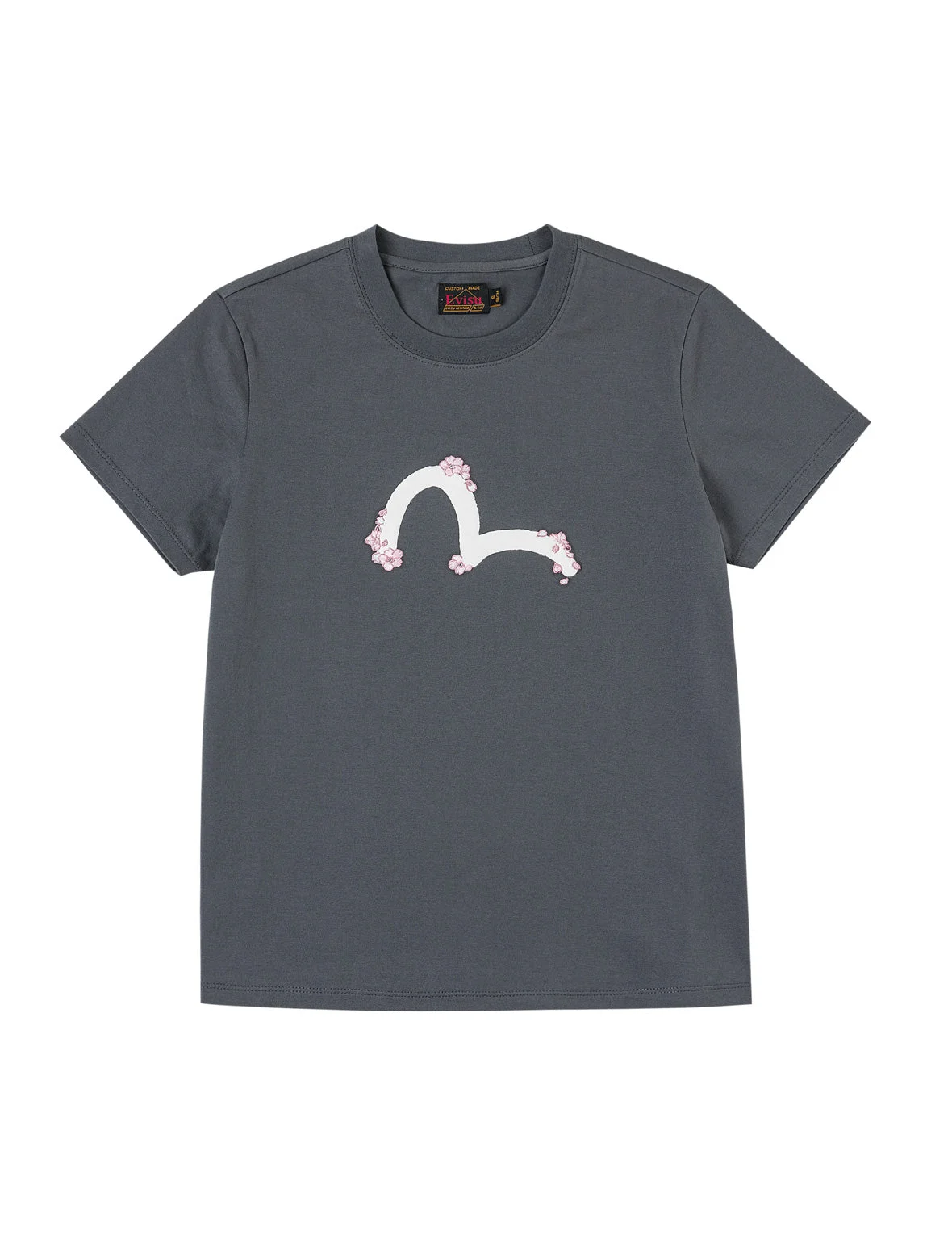 Sakura Embroidery Seagull Print T-Shirt - 1