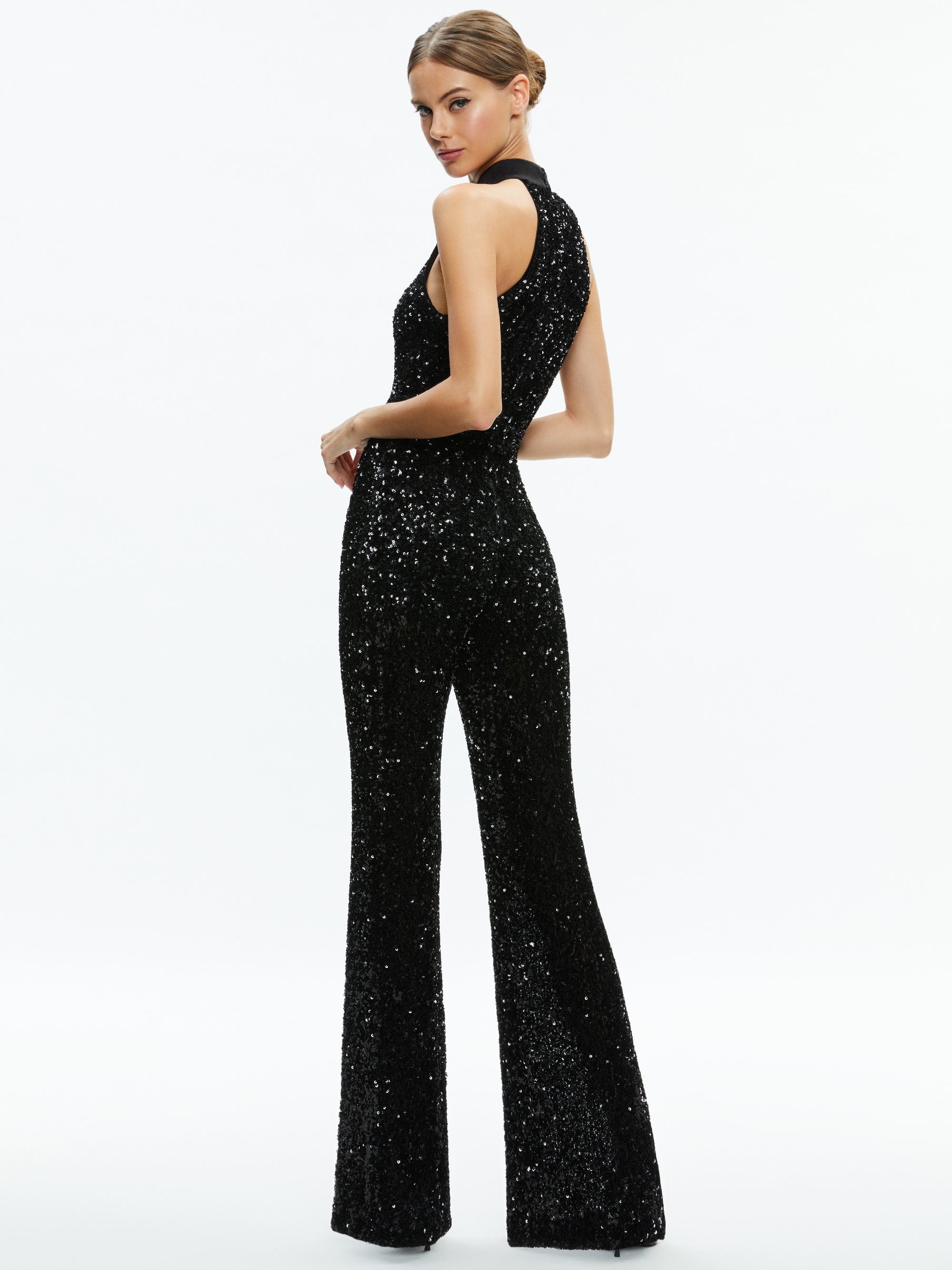 CATALINE SEQUIN HIGH NECK WIDE LEG JUMPSUIT - 3