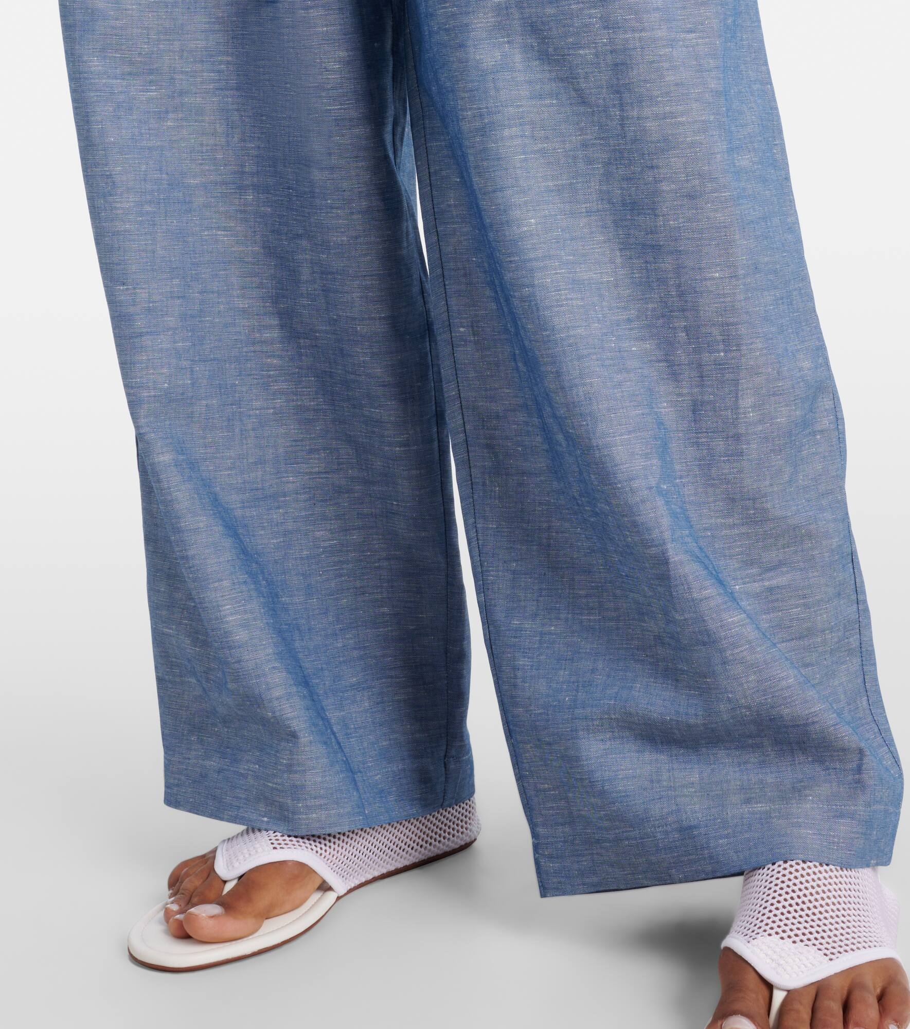 Cotton and linen wide-leg pants - 5