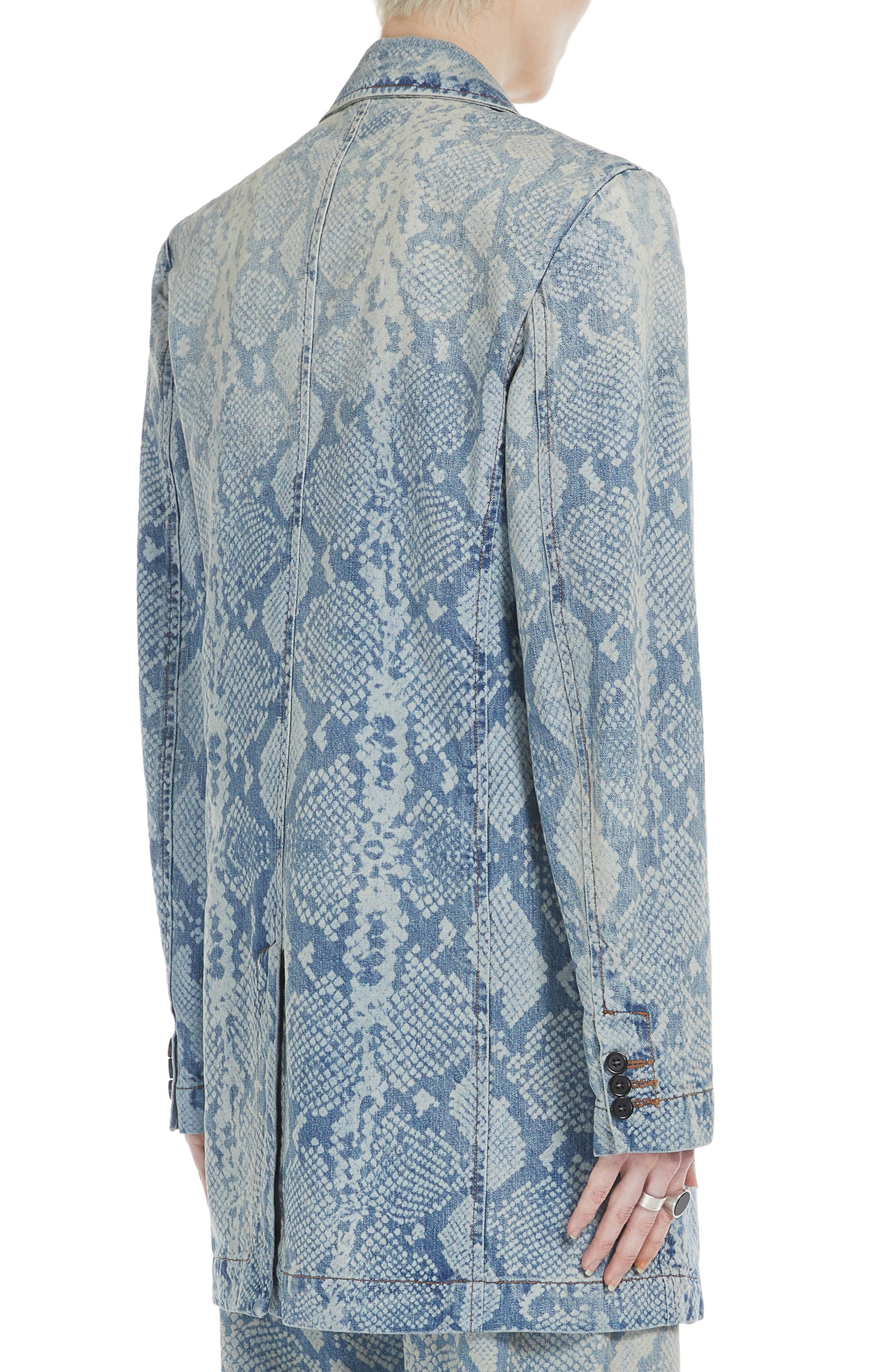Python Print Denim Longline Sport Coat - 2