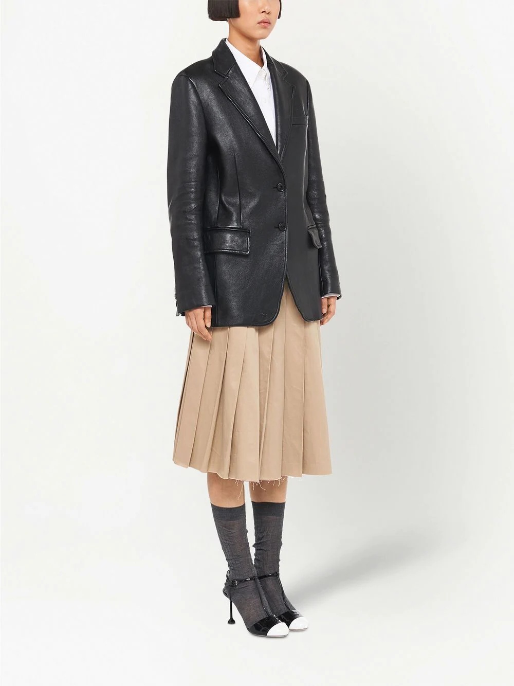 nappa leather single-breased blazer - 3