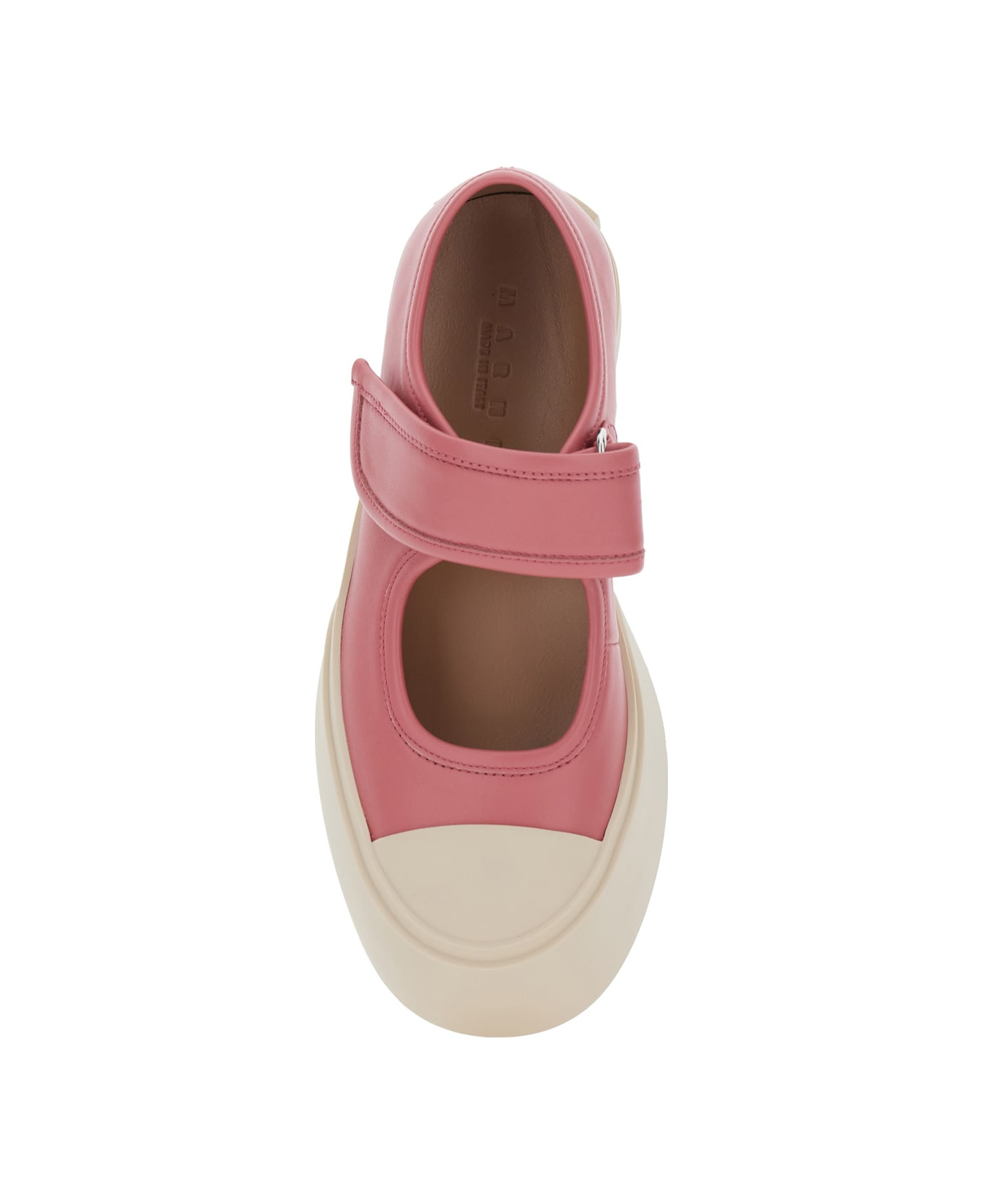 'mary Jane' Pink Sandals With Touch-strap Closure And Logo Patch On The Rear In Leather Woman - 4