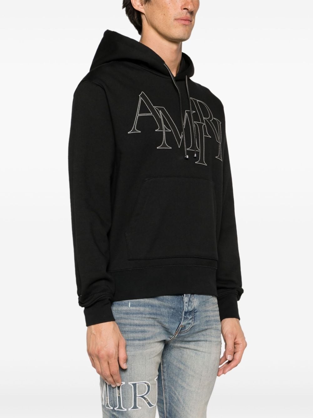 Staggered logo-patches hoodie - 3