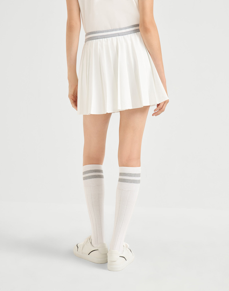 Brunello Cucinelli Techno poplin pleated skirt with logo outlook