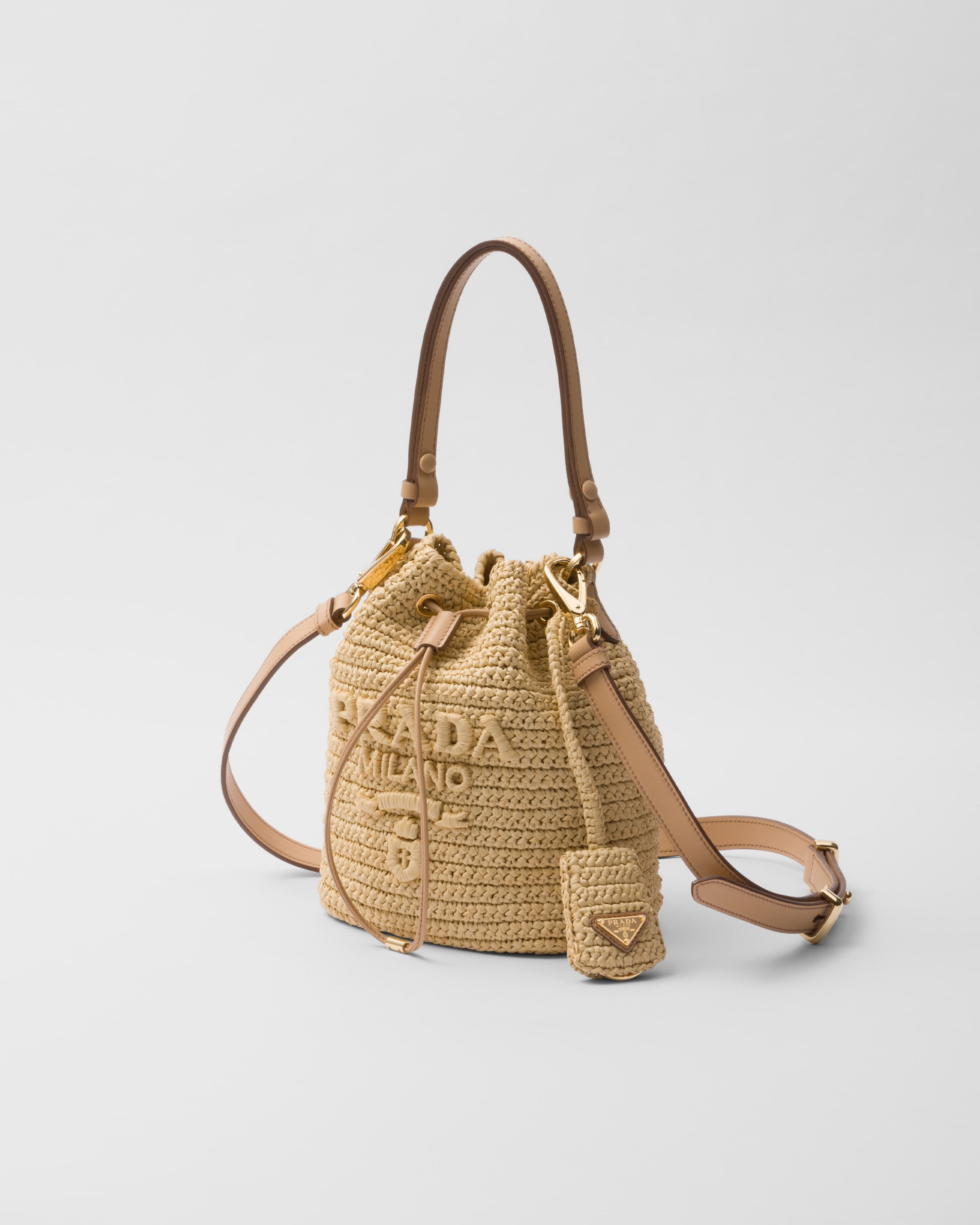 Crochet and leather mini-bucket bag - 3