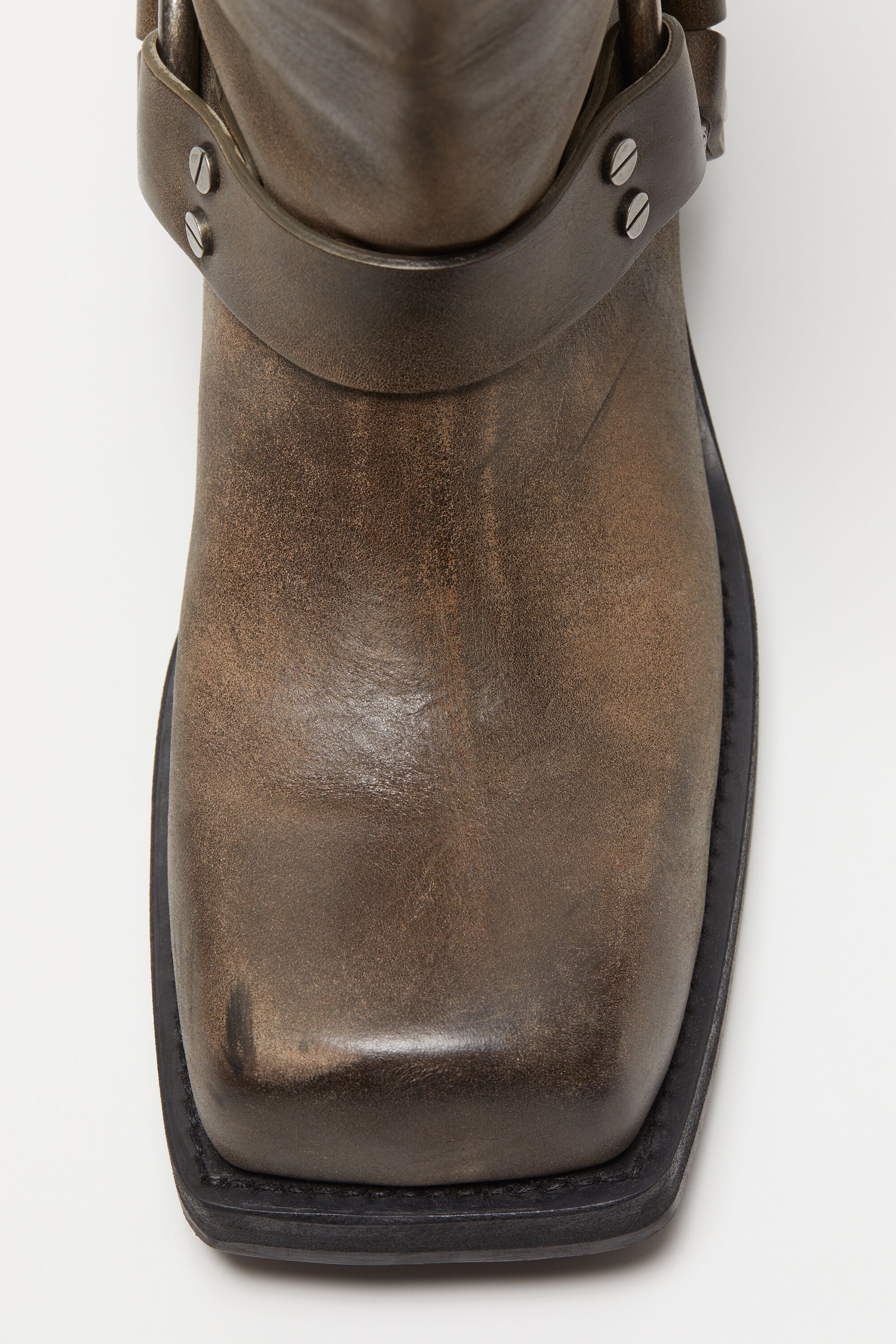 Leather buckle boots - Greige - 6