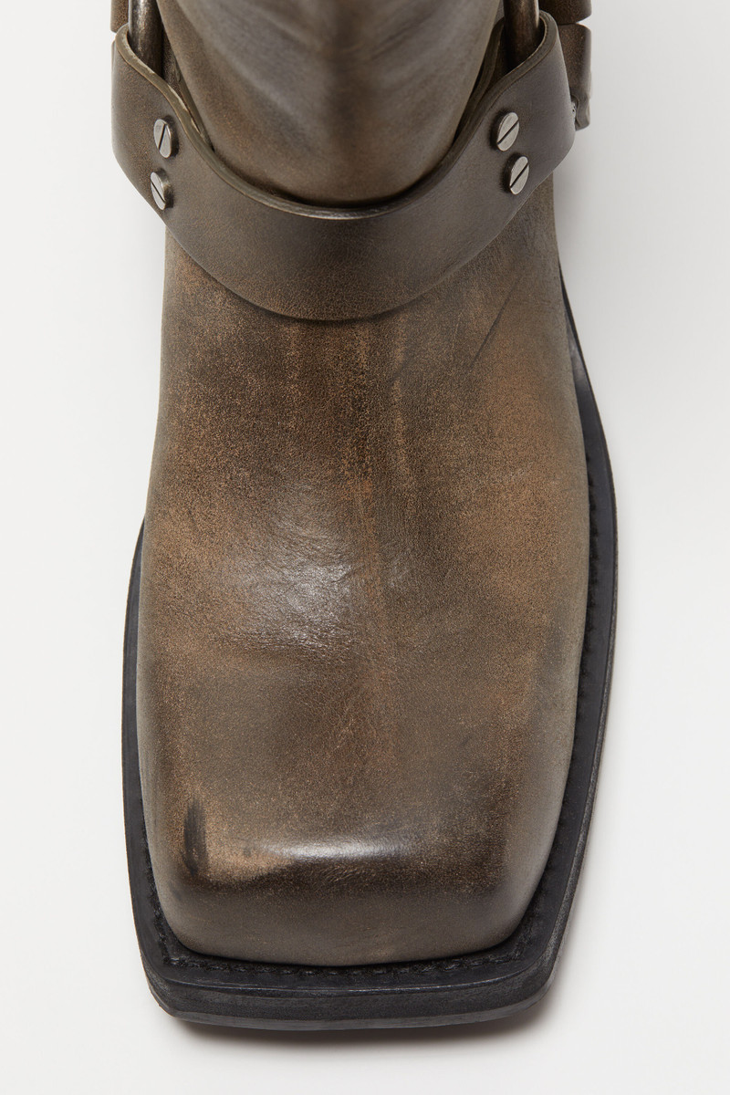 Leather buckle boots - Greige 6