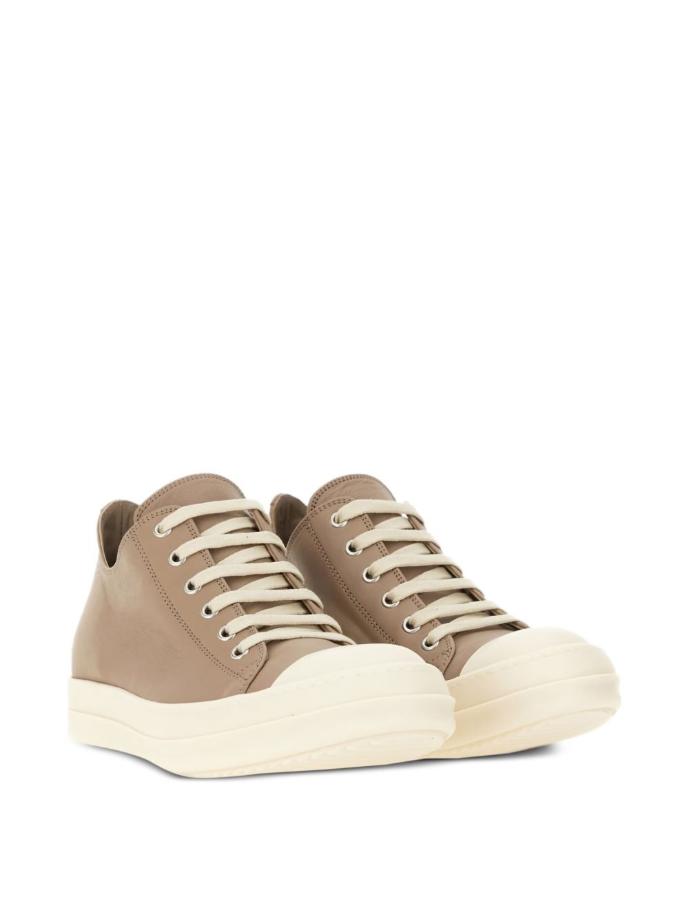 leather lace-up trainers - 2
