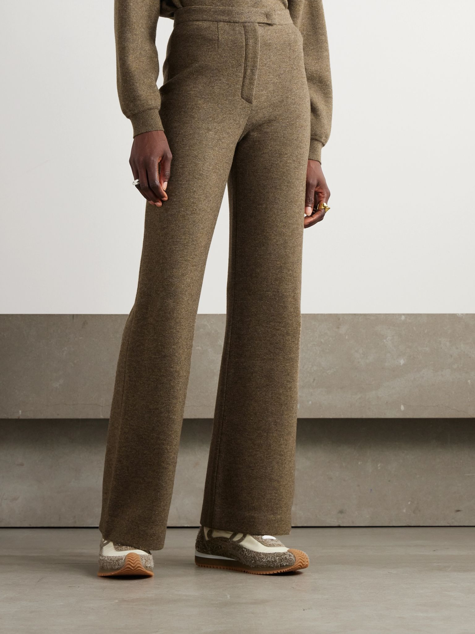 Robin cashmere-blend wide-leg pants Dark gray - 3