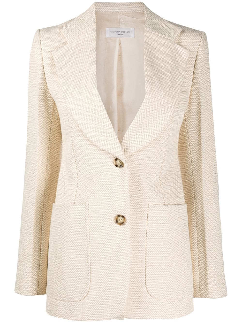 chevron-weave single breasted blazer - 1