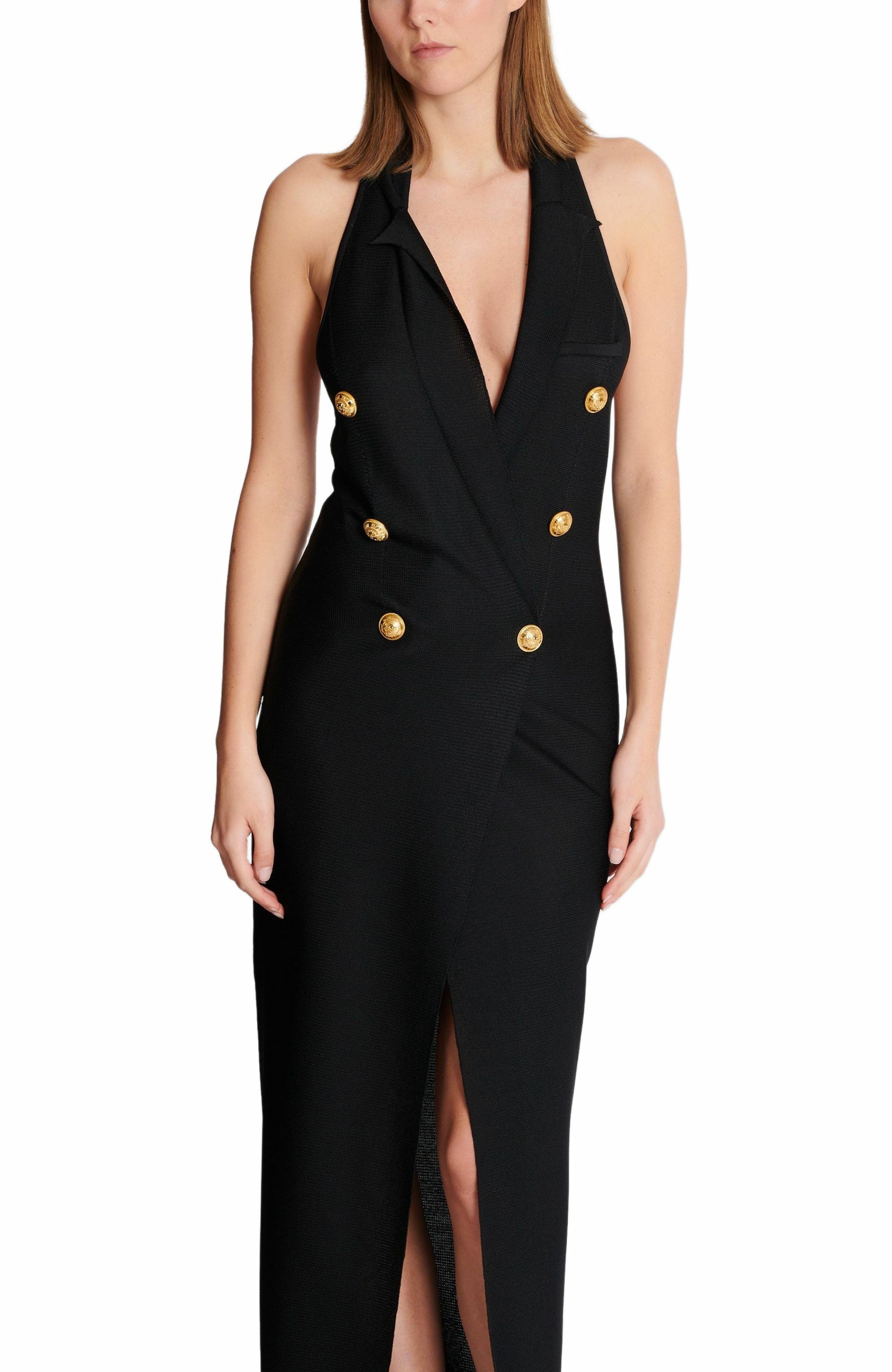 Balmain Long halterneck knit dress in Black at Nordstrom - 4