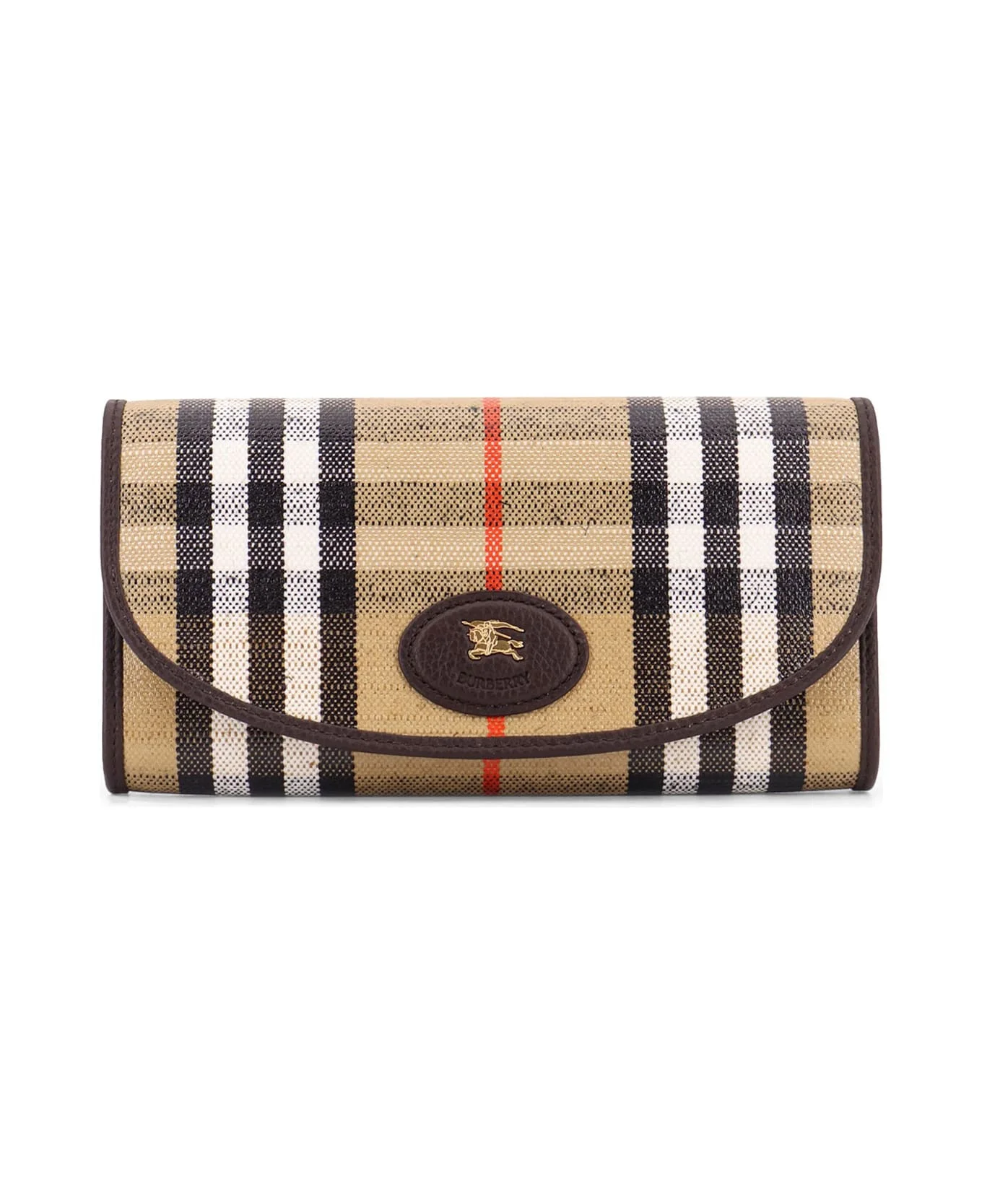 Coated Canvas Wallet With Burberry Check Motif - 1