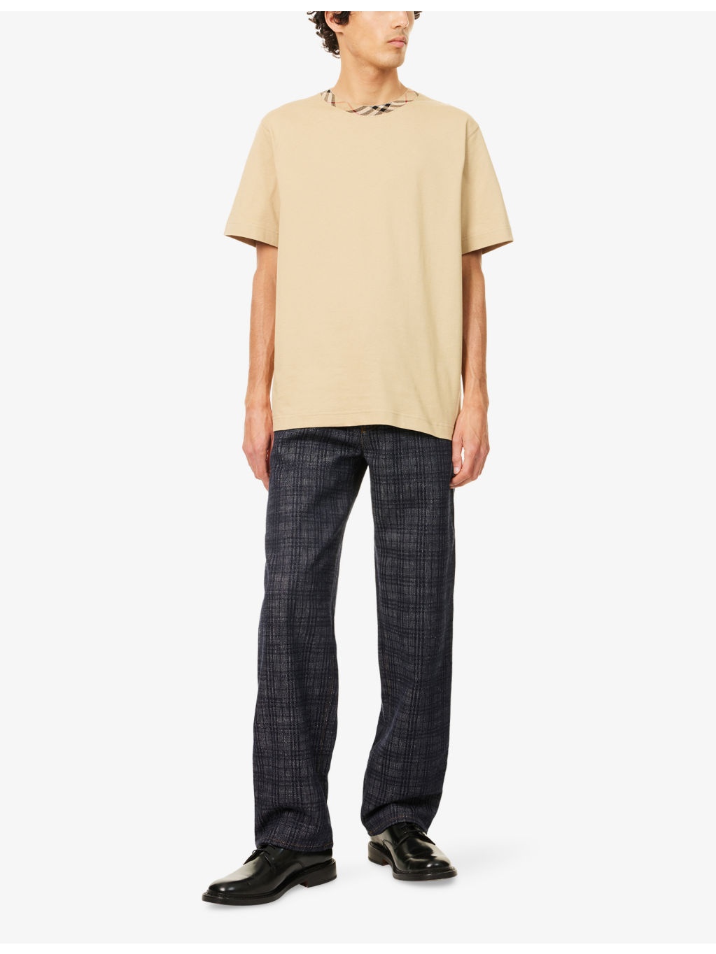 Check-Print Straight-Leg Denim Jeans - 2
