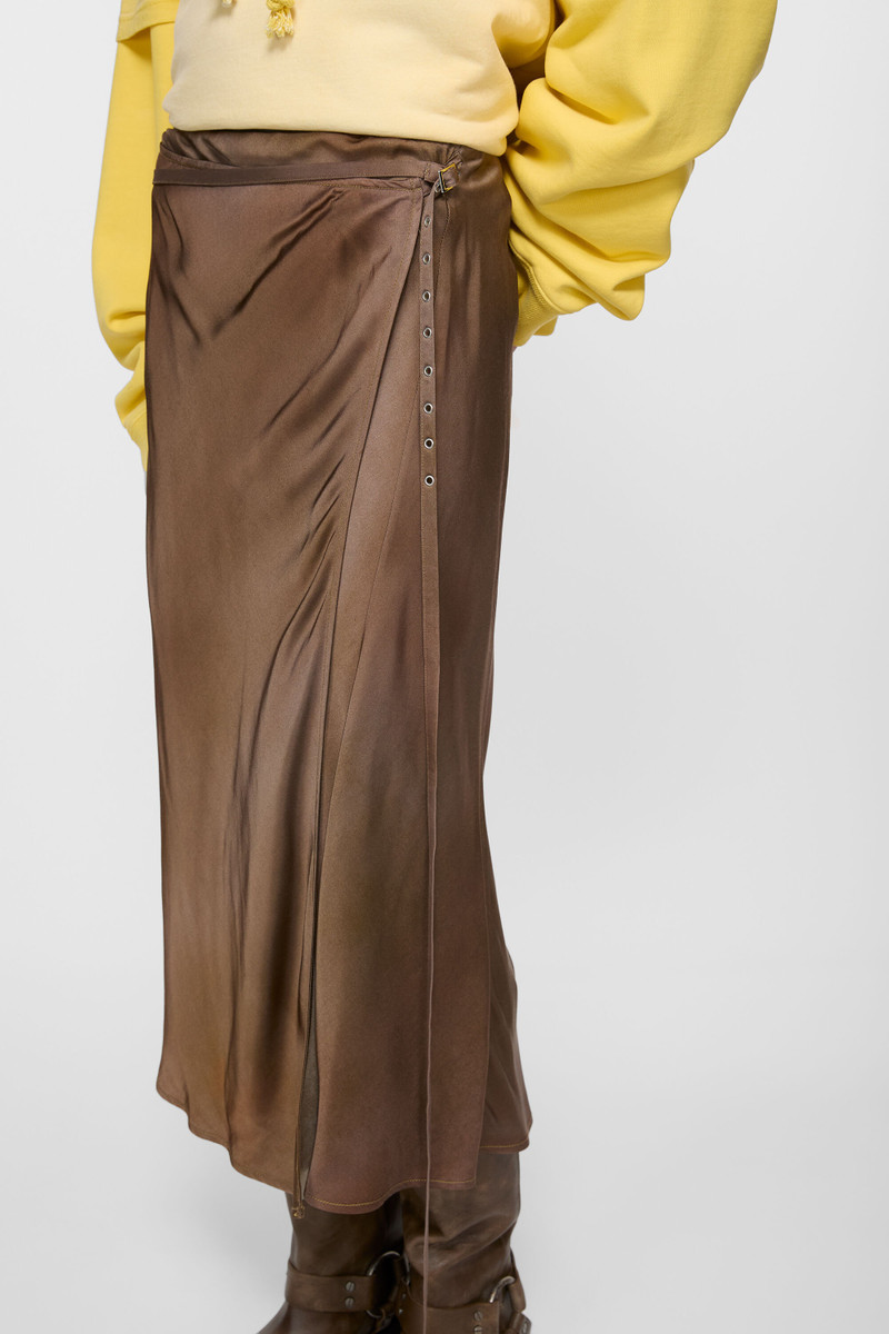 Satin wrap skirt - Golden brown 4