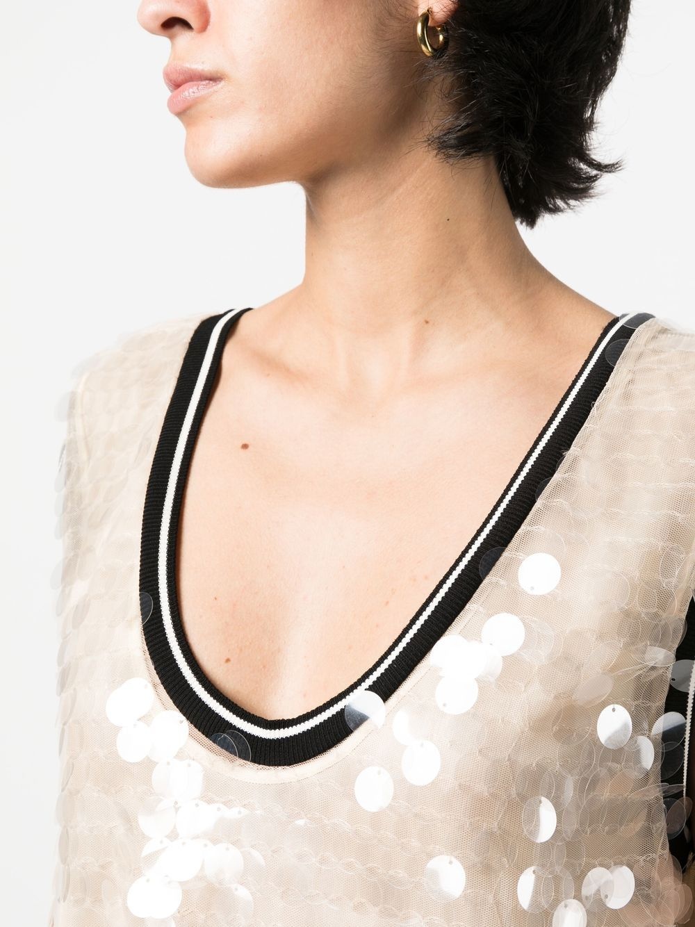 sequin-embellished V-neck dress - 5