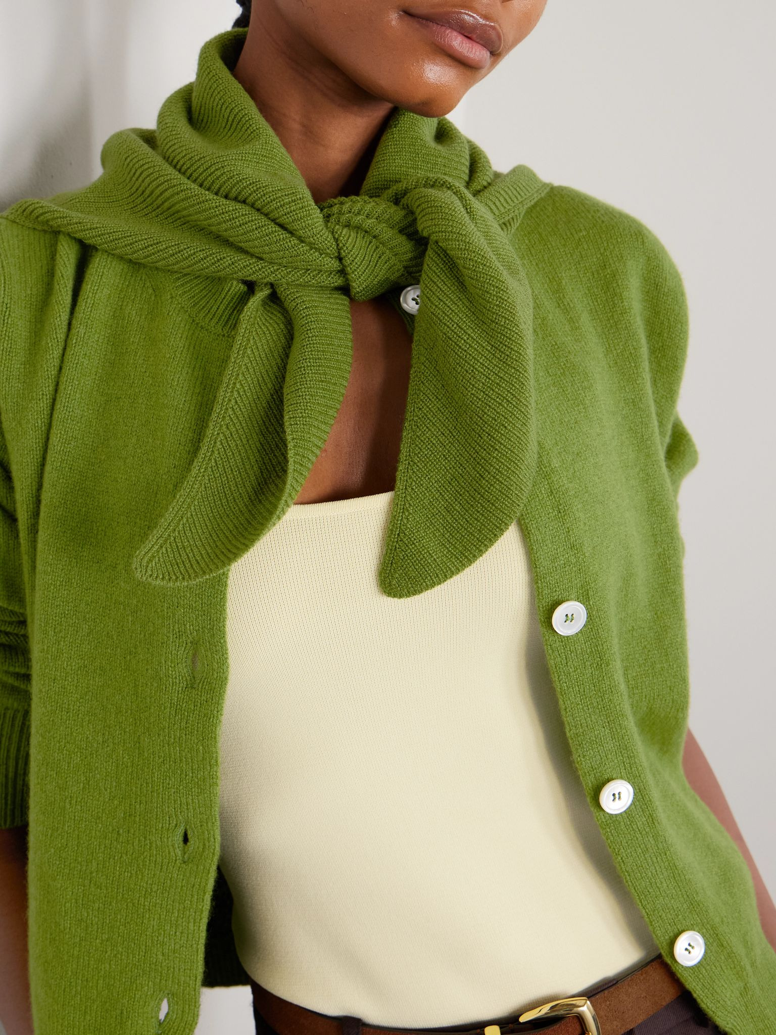 Fionn ribbed cashmere scarf Green - 2