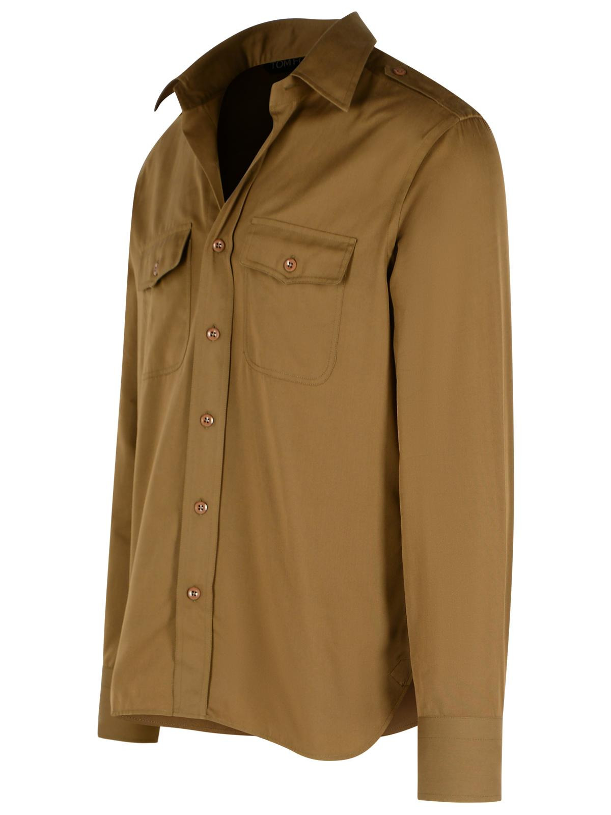 Tom Ford Army Green Silk Blend Shirt Men - 2