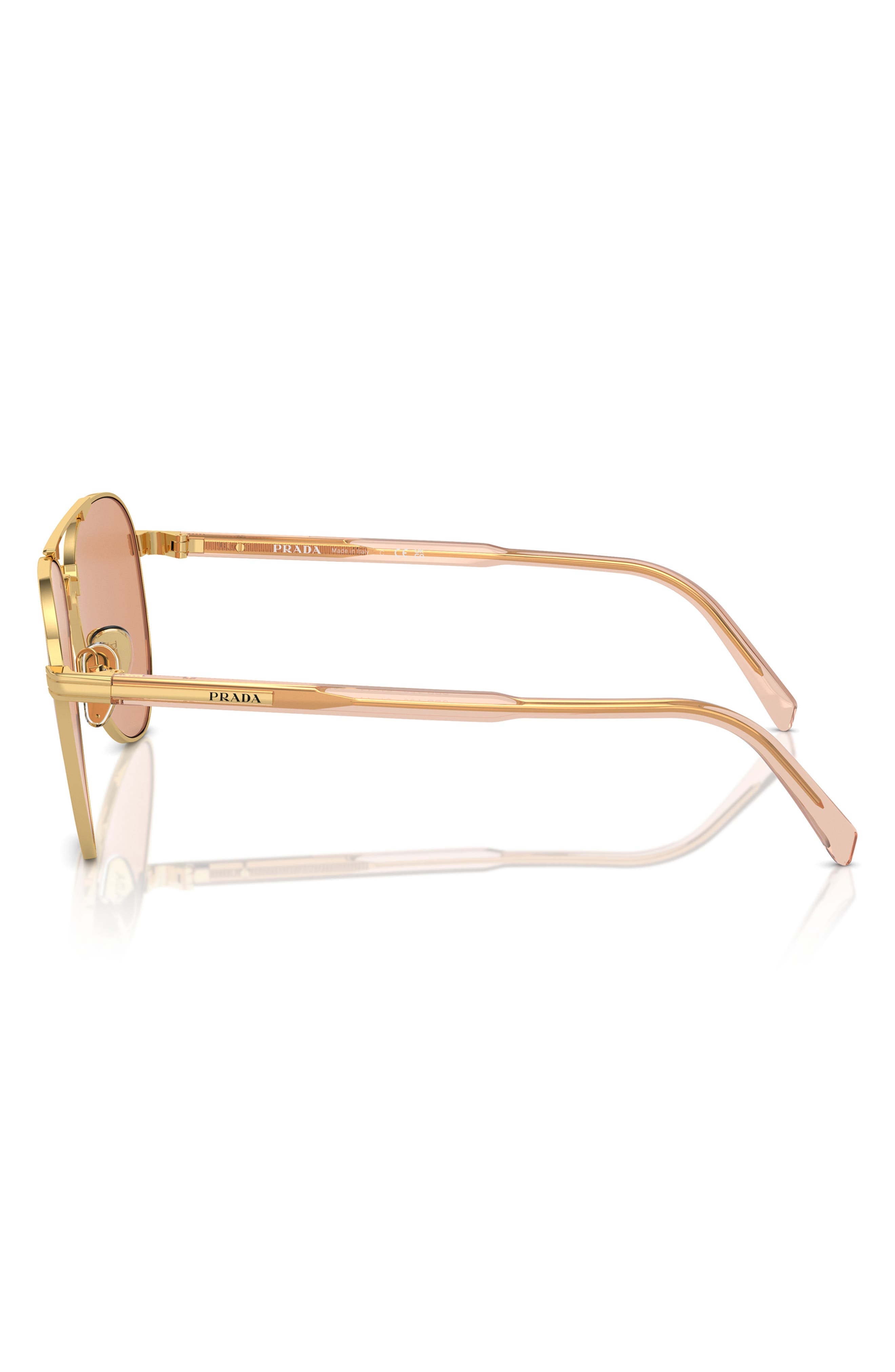Prada 58mm Pilot Sunglasses in Gold/Peach at Nordstrom - 4