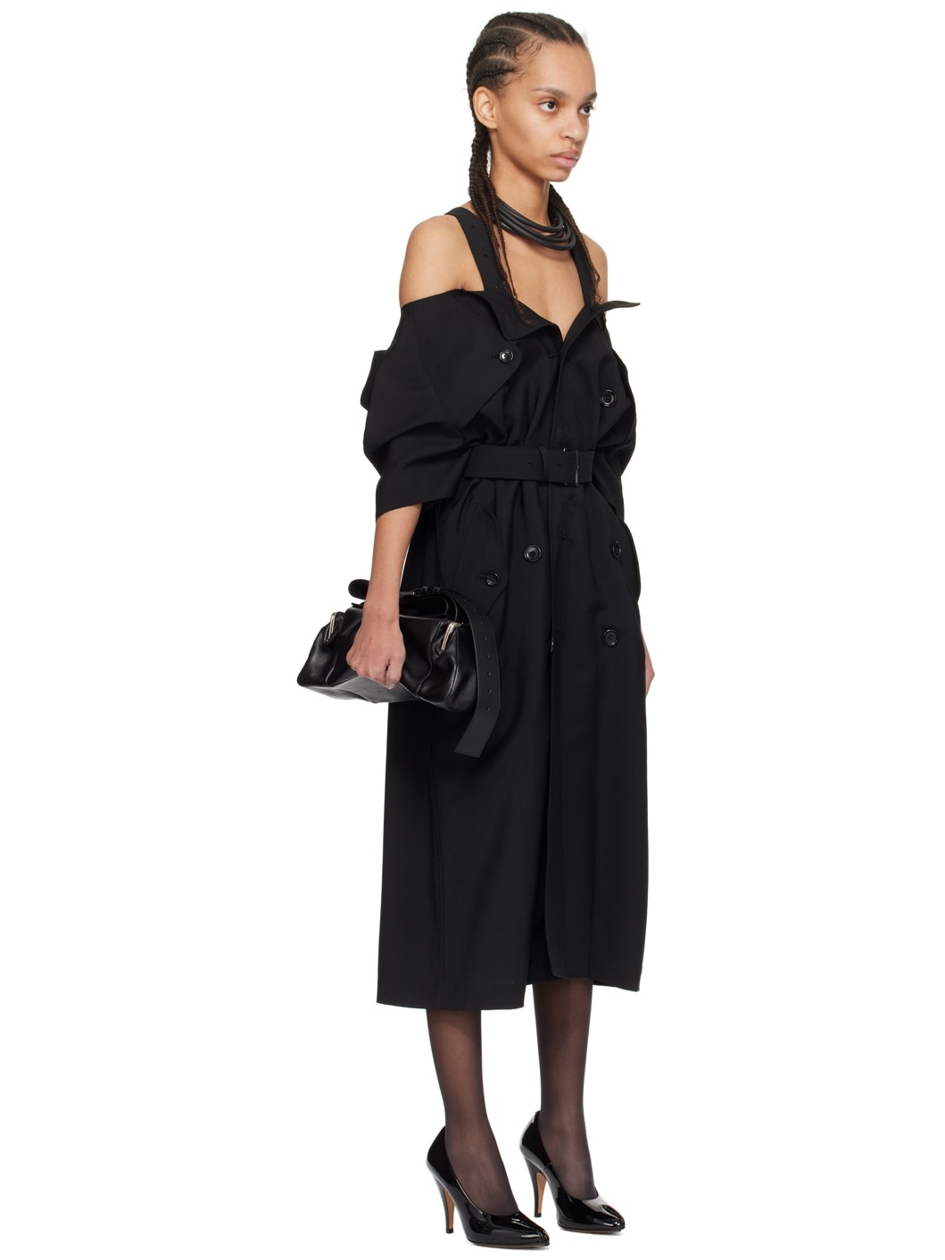 Black Off-The-Shoulder Midi Dress - 2