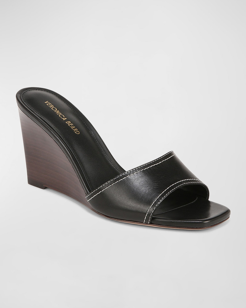 VERONICA BEARD Ellen Leather Wedge Slide Sandals outlook