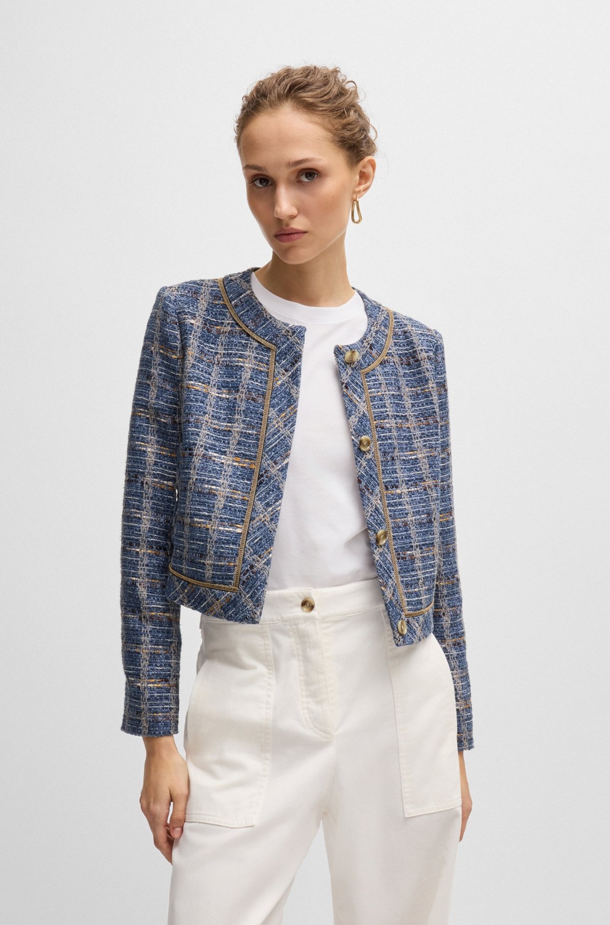REGULAR-FIT JACKET IN CHECK TWEED - 2