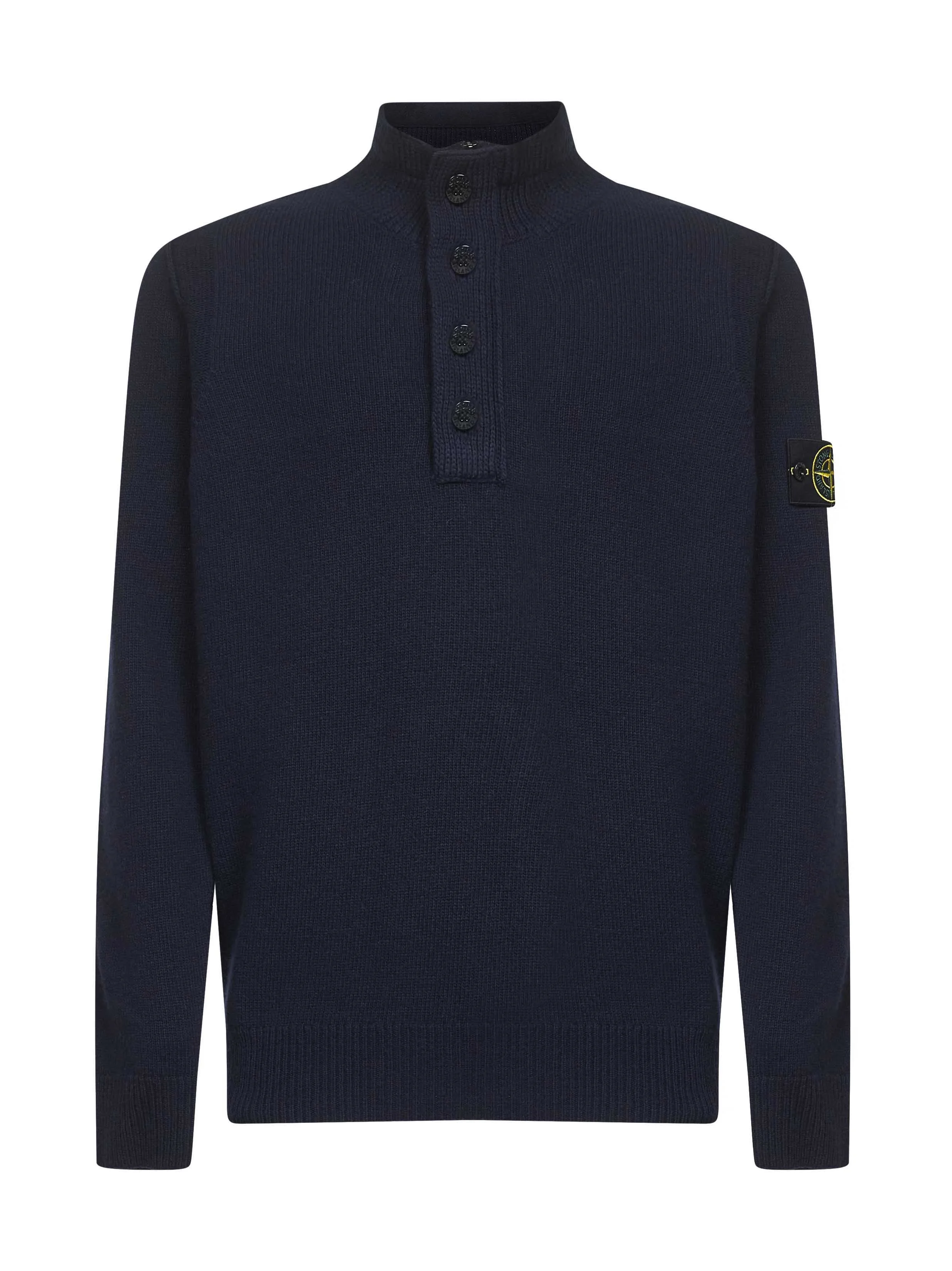 Stone Island Men Blue Lambswool Half-Zip Jumper - 1
