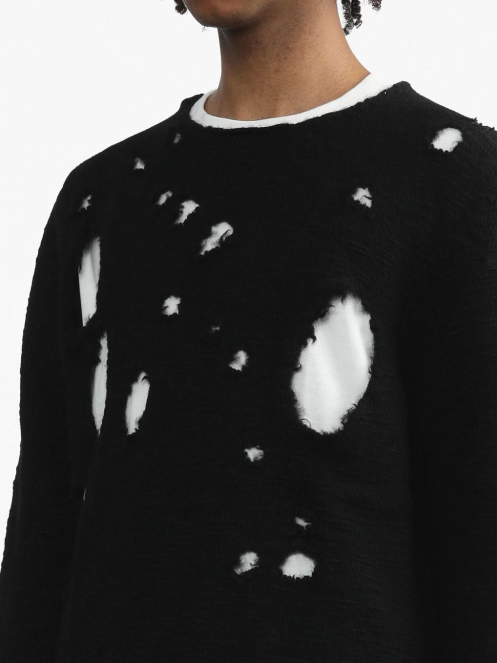 distressed-effect wool jumper - 6
