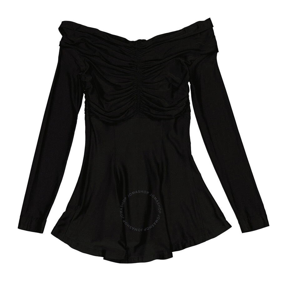 Rabanne Ladies Black Ruched Off-Shoulder Flared Top, Brand Size 36 (US Size 4) - 5