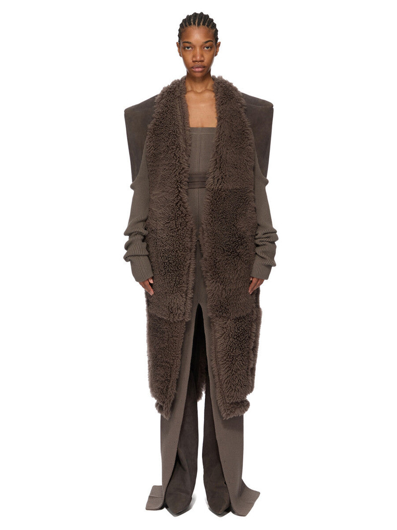 Rick Owens Gray Concordians SL Cyclops Reversible Shearling Coat outlook