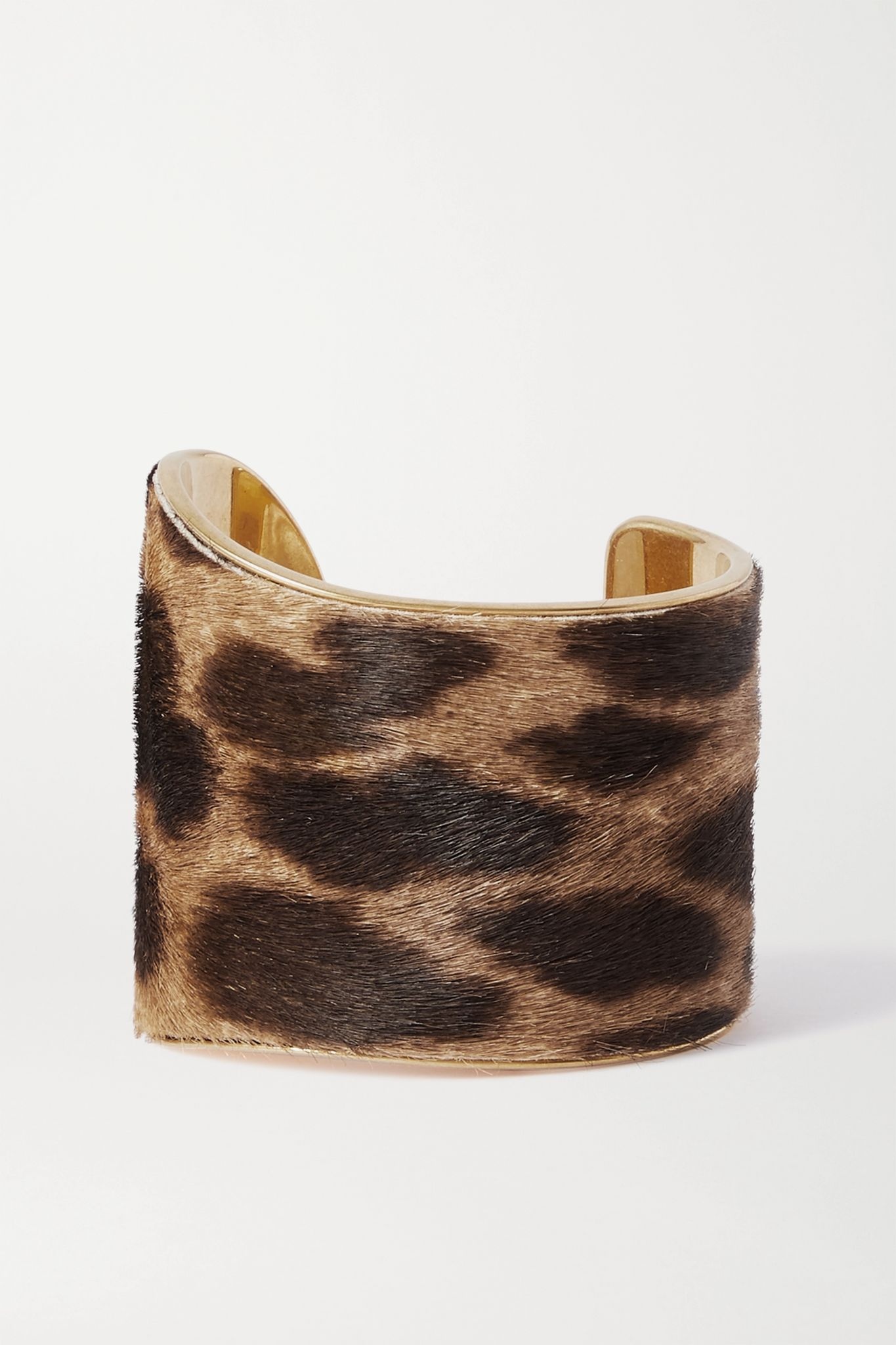 Leopard-print calf hair and gold-tone cuff - 1