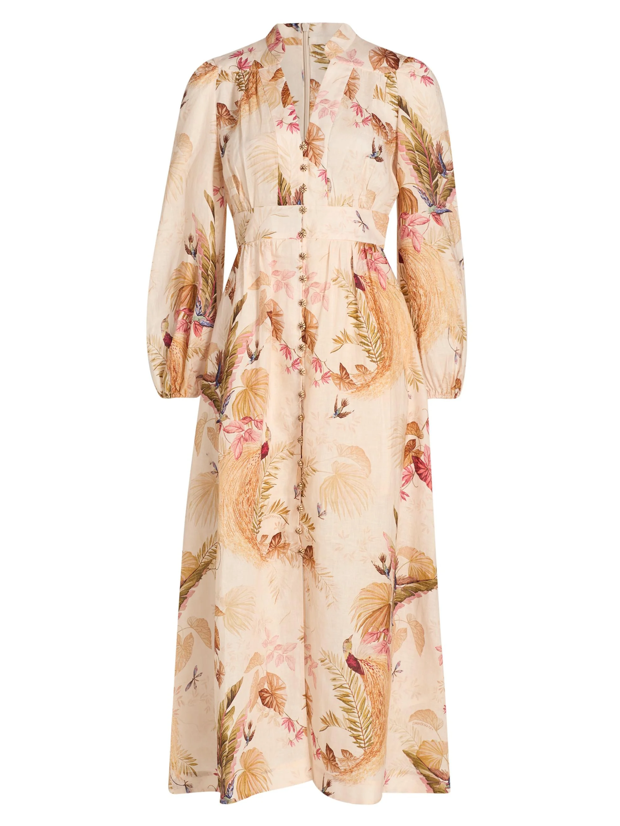 Women's Ascension Plunge Midi-Dress - Cream Palm Floral - 1