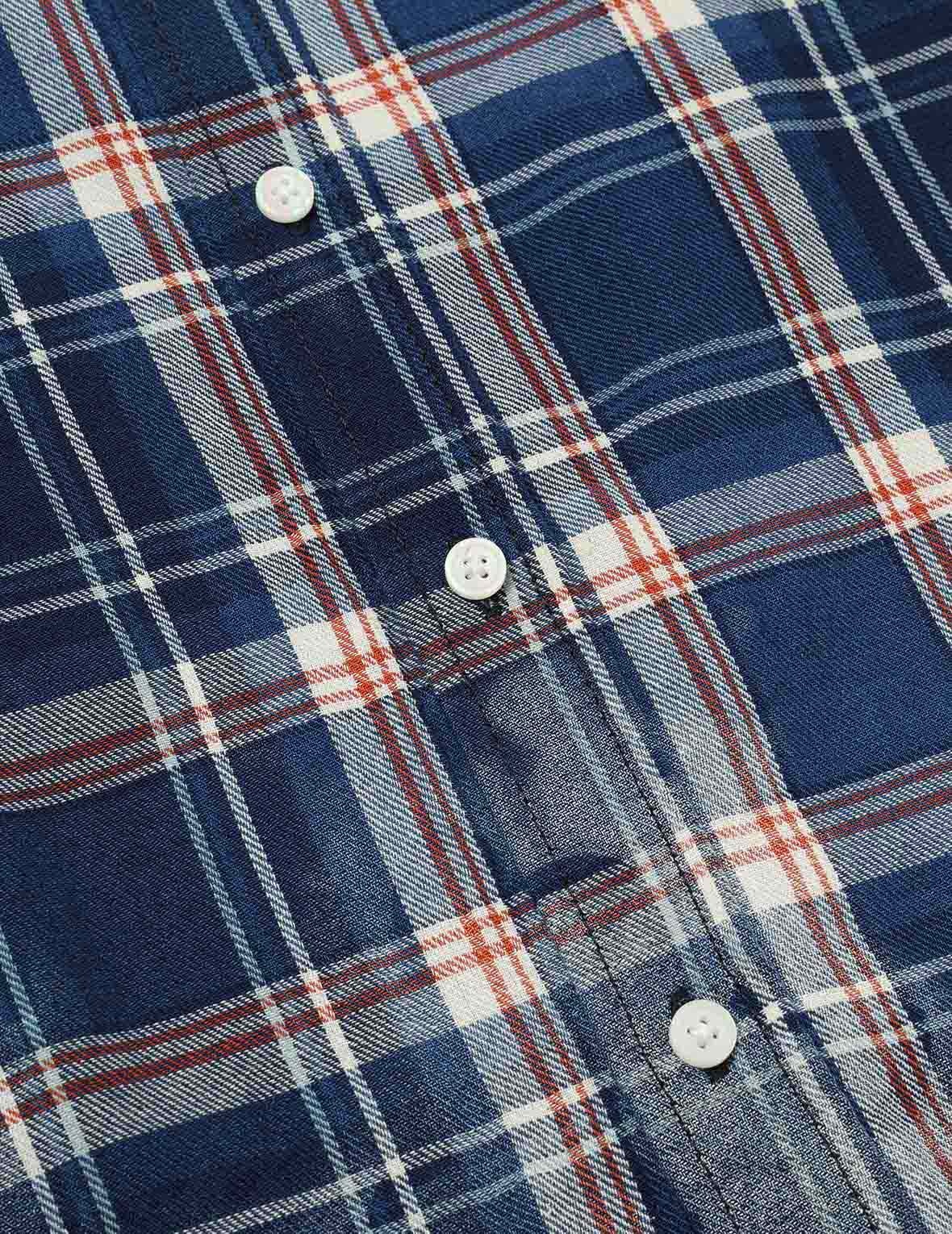Allover Seagull Print Relax Fit Check Shirt - 8