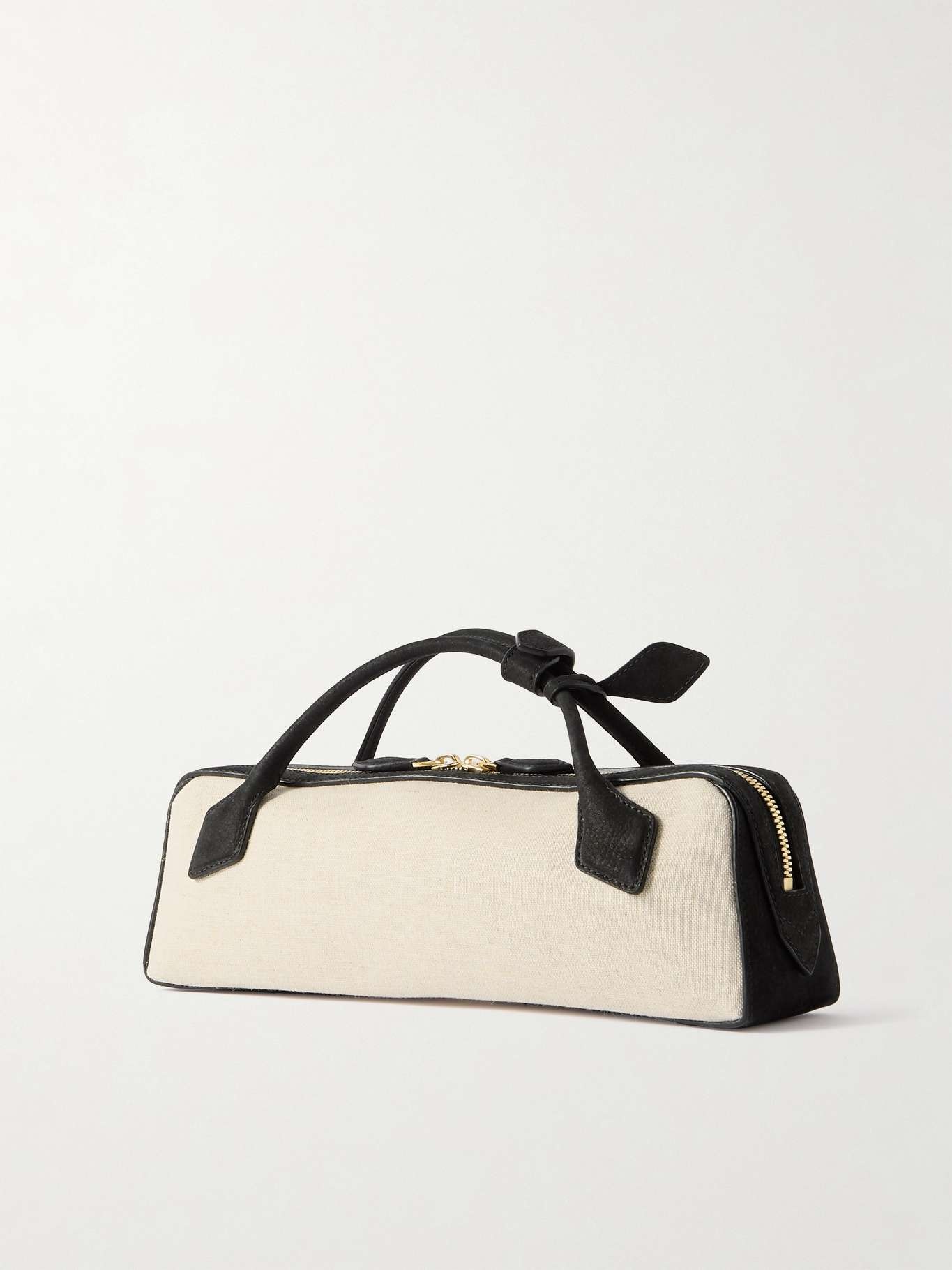 Le Teckel leather-trimmed canvas clutch Black - 3