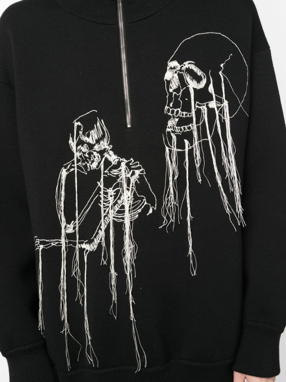 SKULL-PRINT KNITTED HOODIE - 3