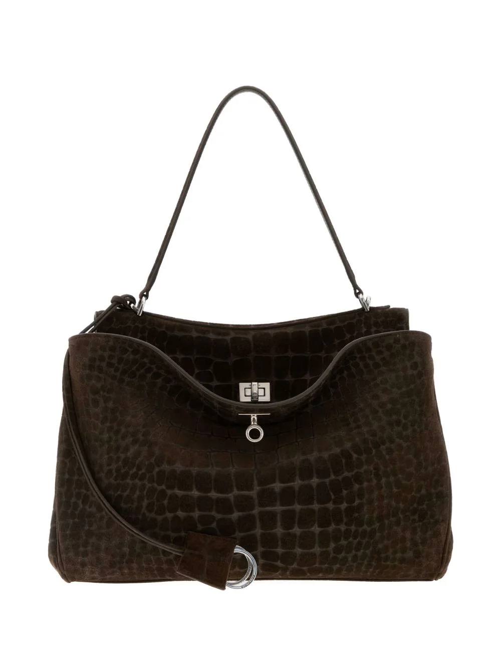 medium Rodeo crocodile-embossed top-handle shoulder bag - 1