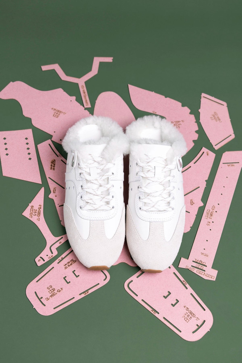 Stella Mule In Mushroom Grey Suede and White Shearling 3