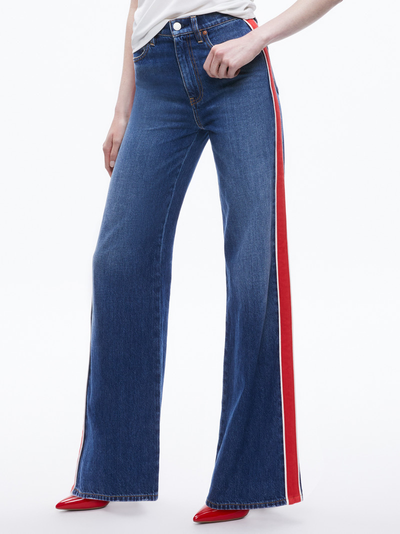 Alice + Olivia WEEZY SIDE STRIPE JEAN outlook