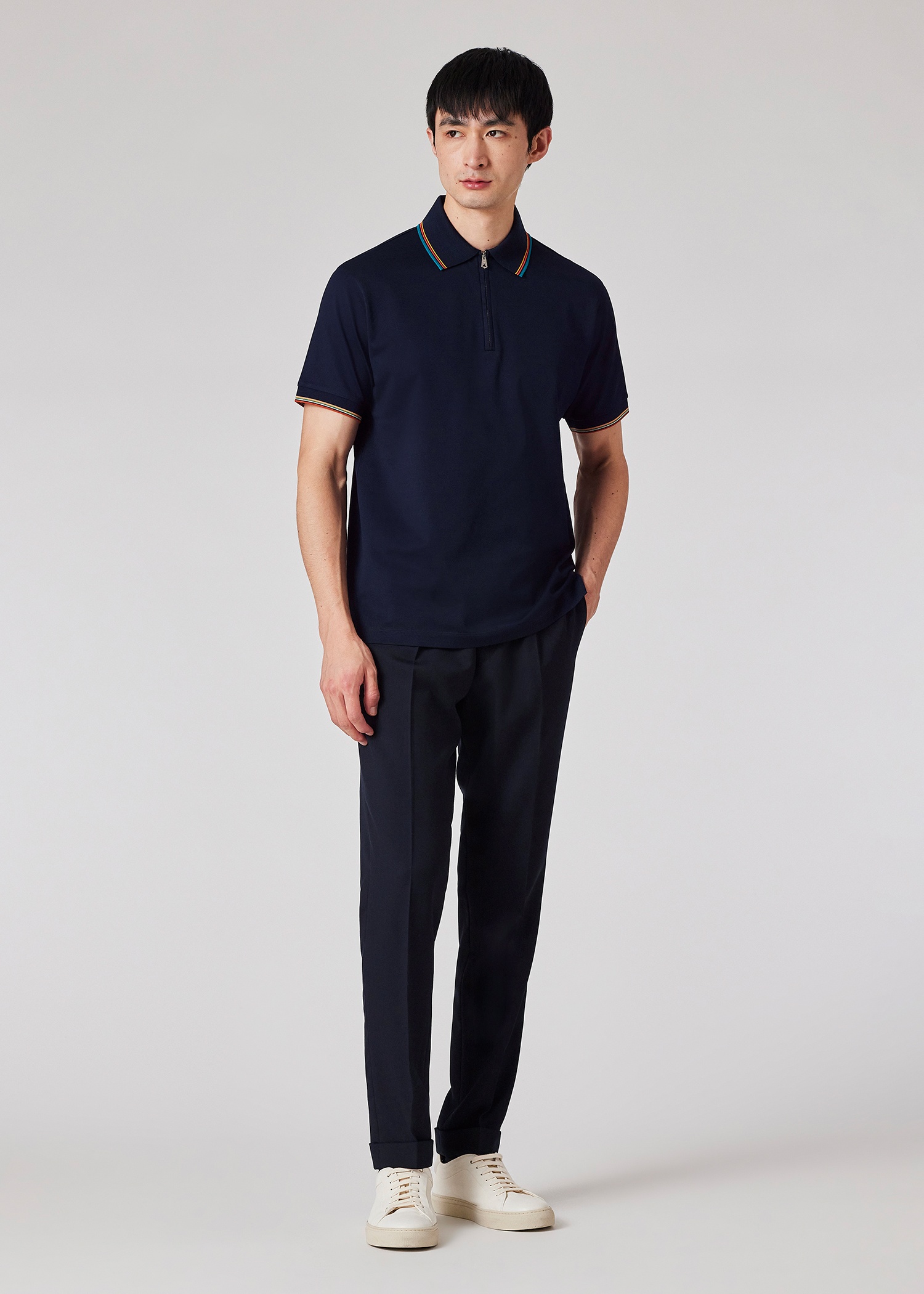Stripe Trim Polo Shirt - 4