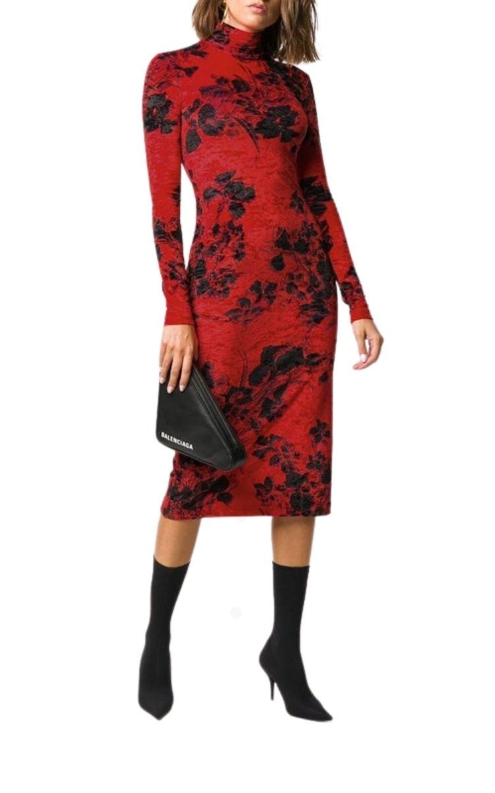 Floral-Print Turtleneck Dress - 2