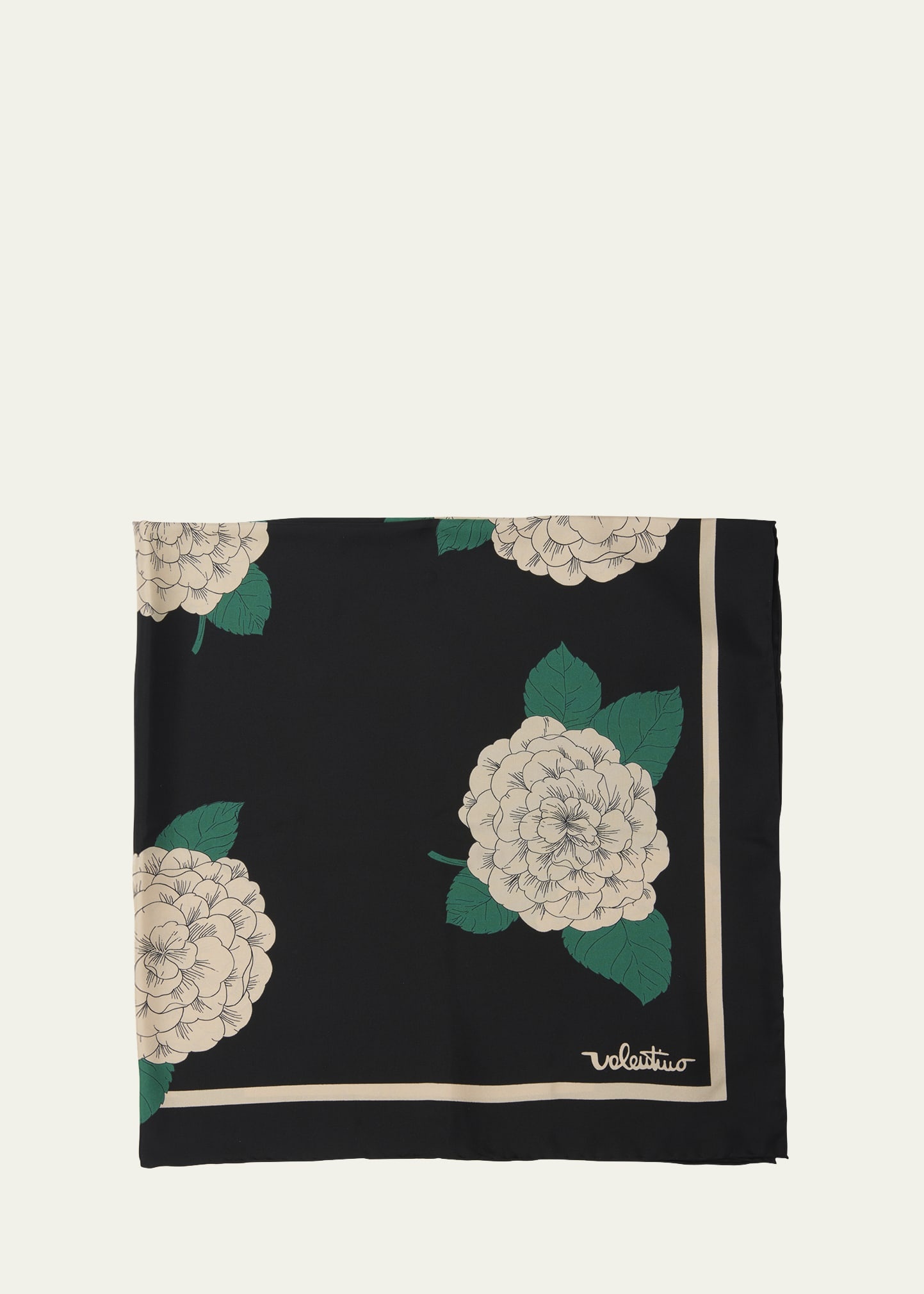 Floral Print Silk Scarf - 1
