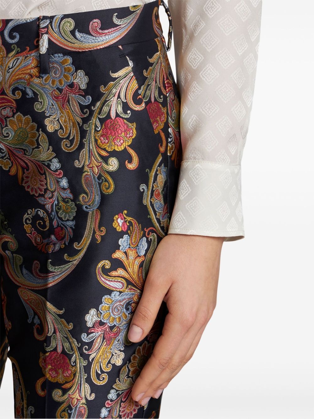 jacquard paisley cropped trousers - 6